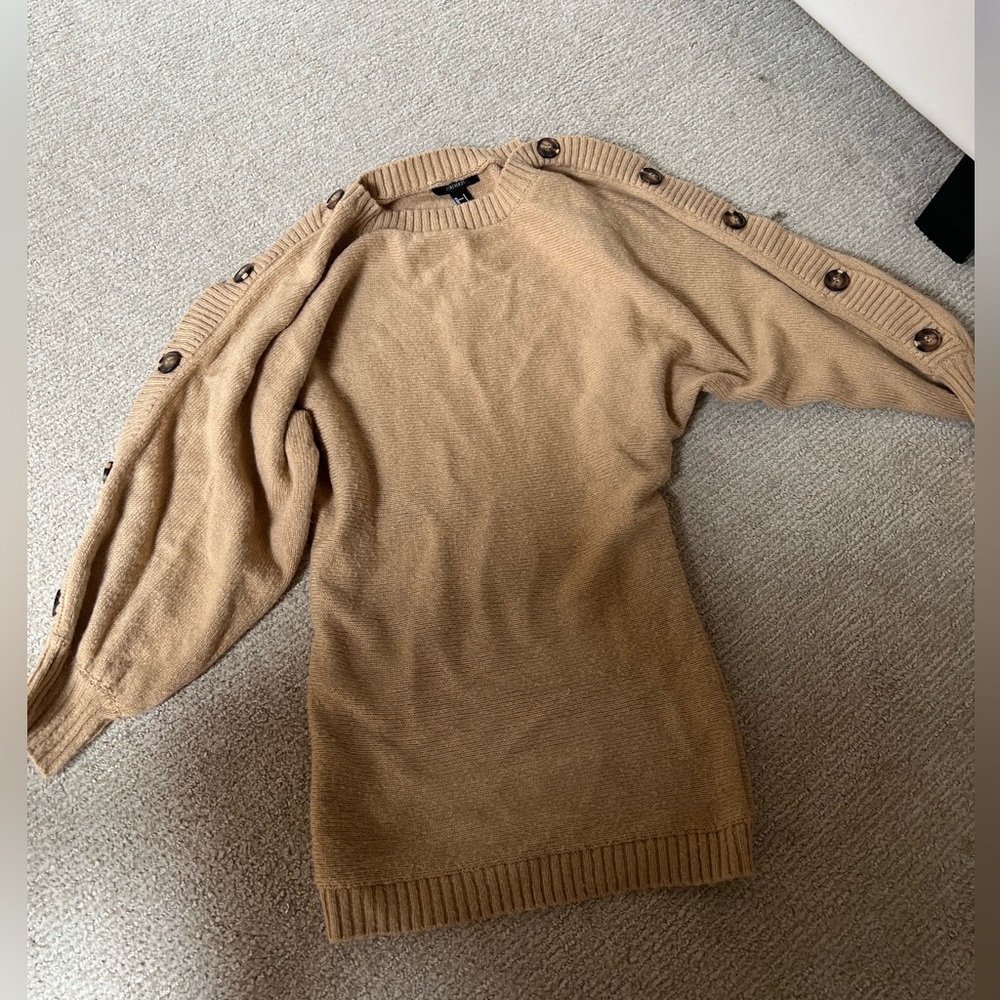 Women's Tan Sweater with Button Detail